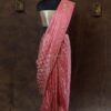 Flamingo pink silk saree