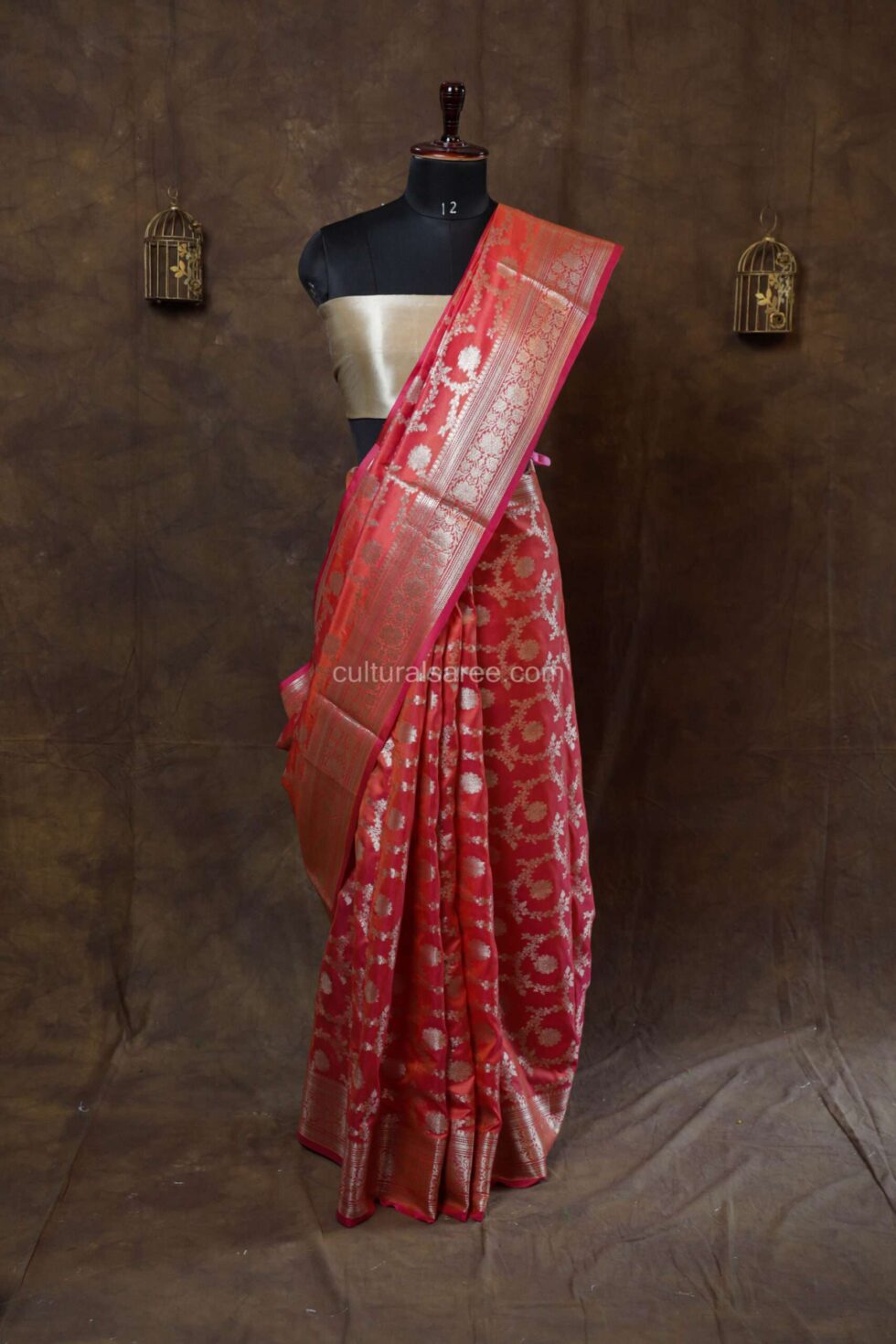 Flamingo Pink silk paudi saree