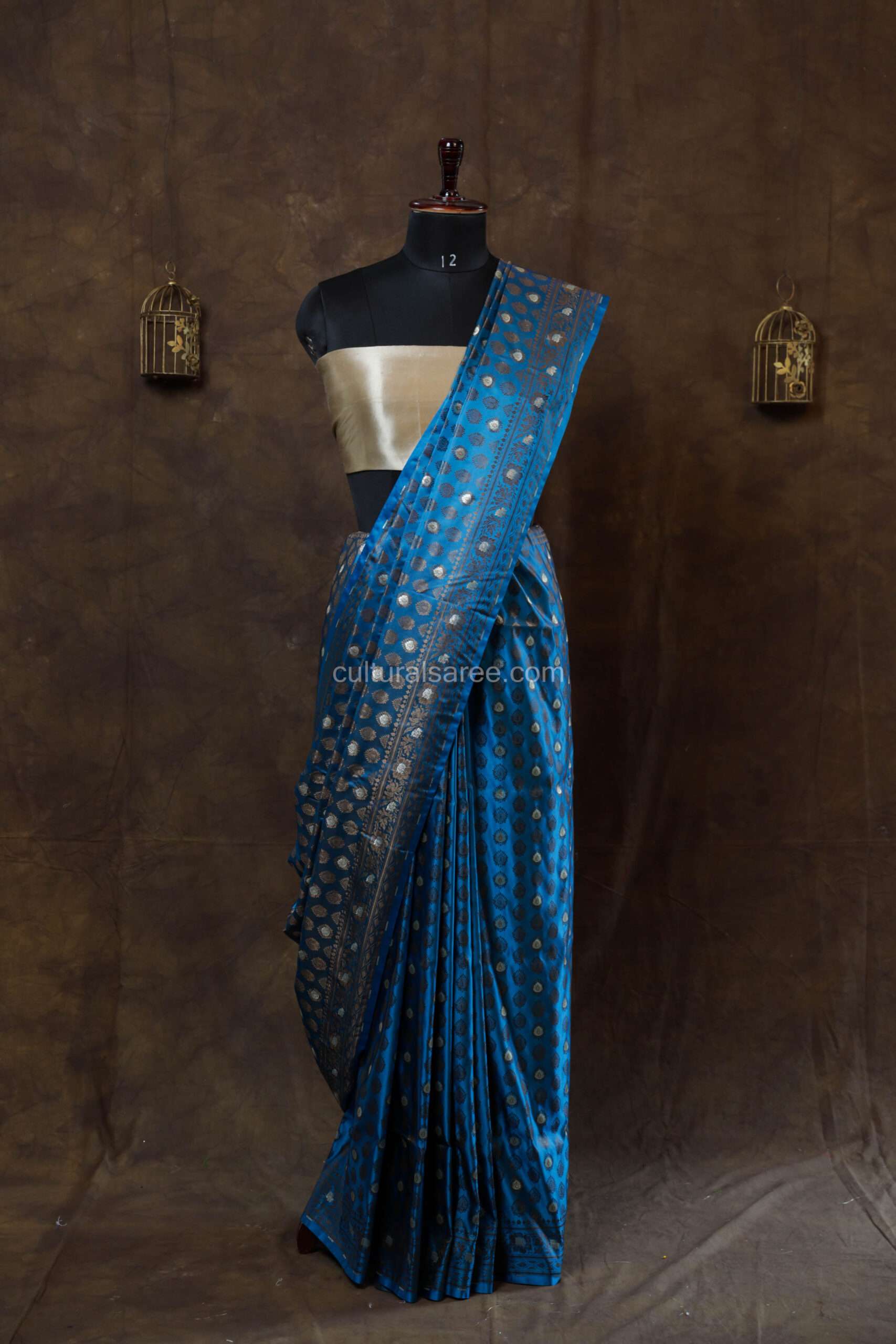navy blue silk saree