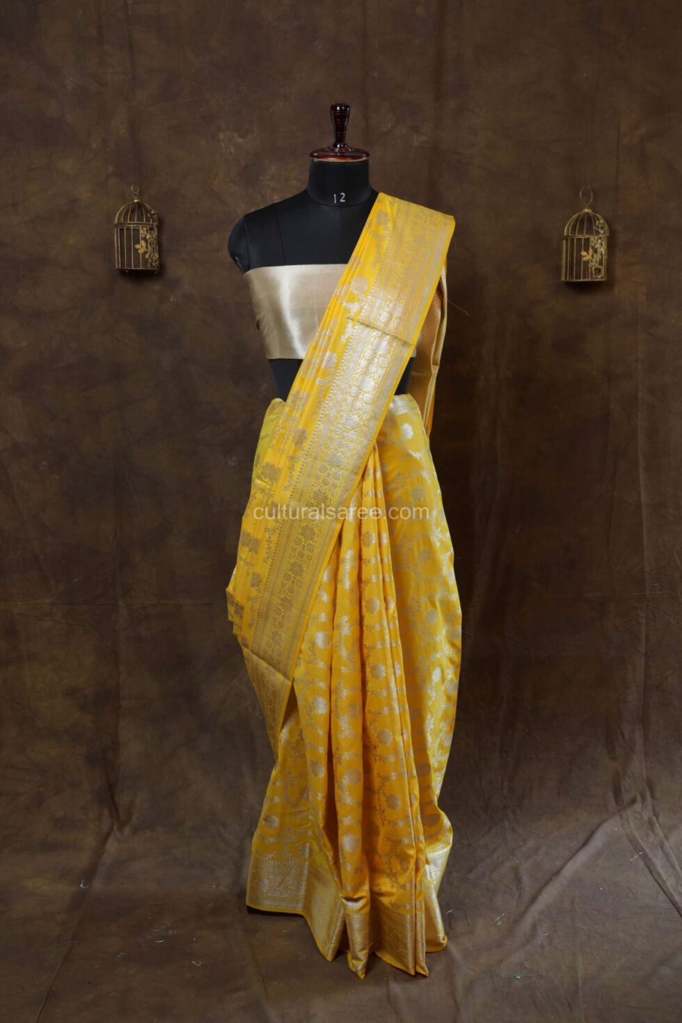 Royal Yellow banarasi silk paudi saree
