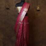 Dark pink banarasi silk paudi Saree