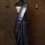 Navy Blue banarasi Silk paudi saree