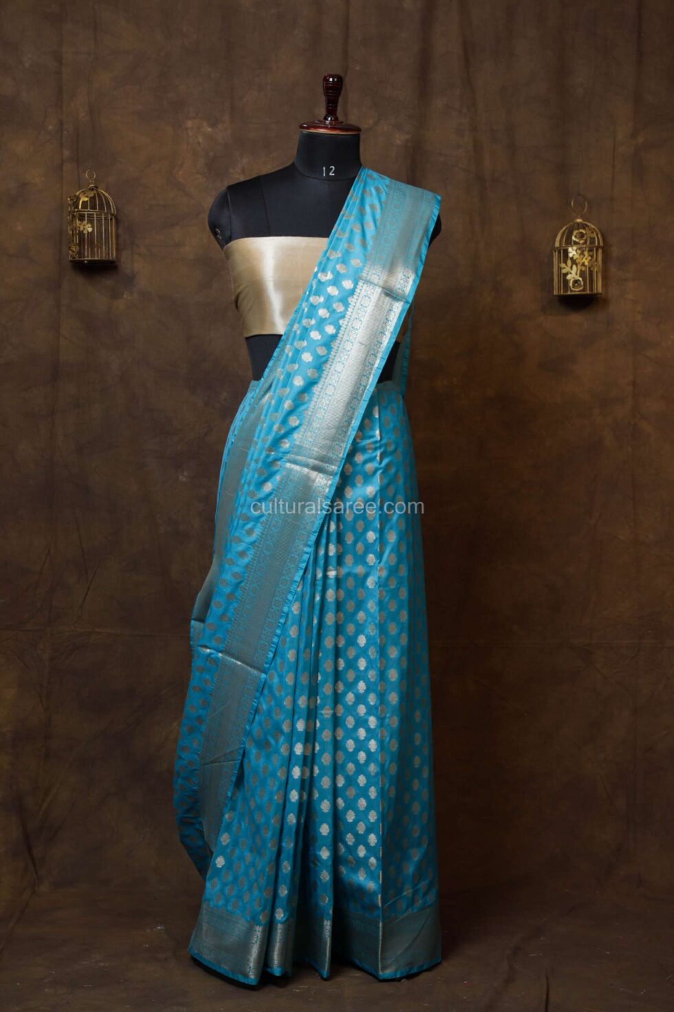 Sky Blue Banarasi Silk paudi Saree