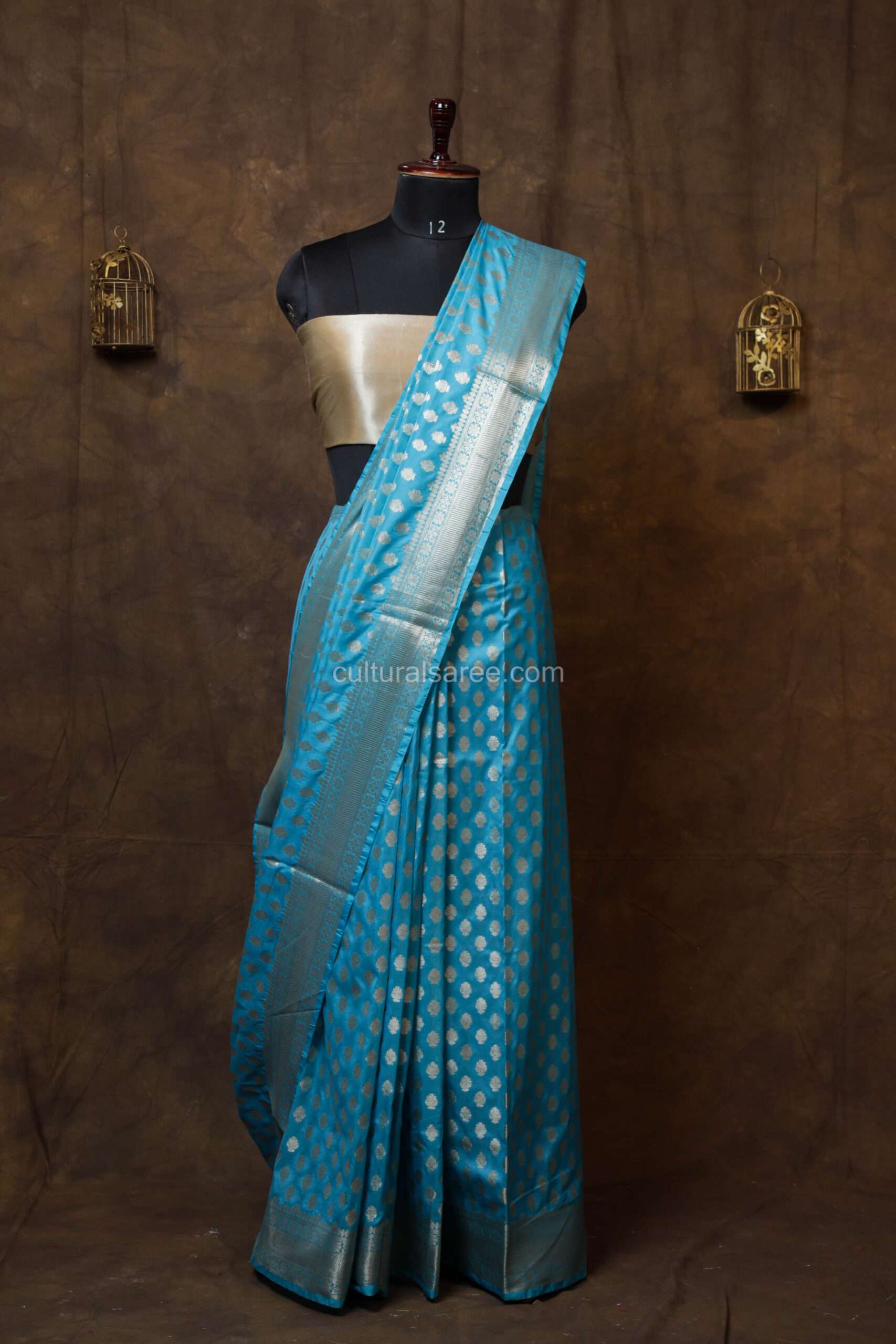 Sky Blue Banarasi Silk paudi Saree