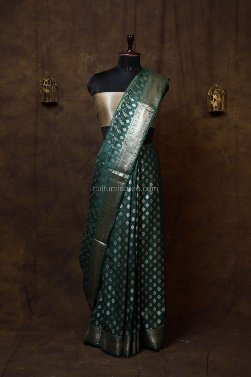Moss Green Banarasi Silk Paudi Saree