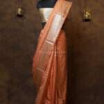Sunset peach banarasi silk paudi saree