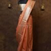 Sunset peach banarasi silk paudi saree