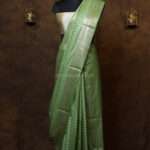 Pistachio Glow banarasi silk paudi saree