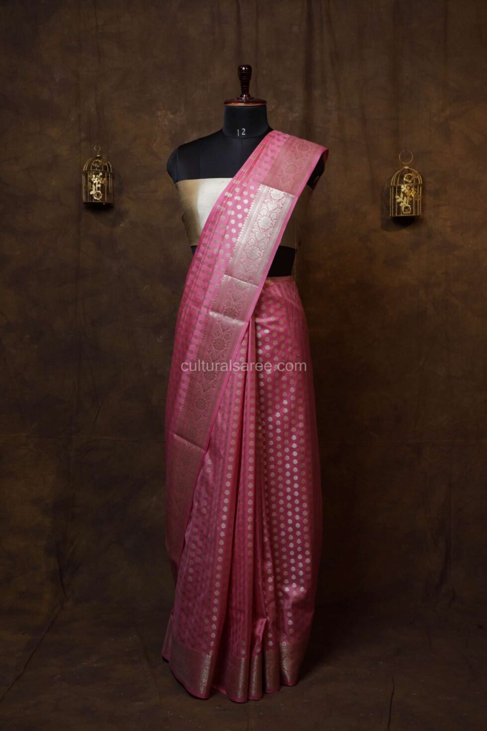 Blush Pink banarasi silk paudi saree