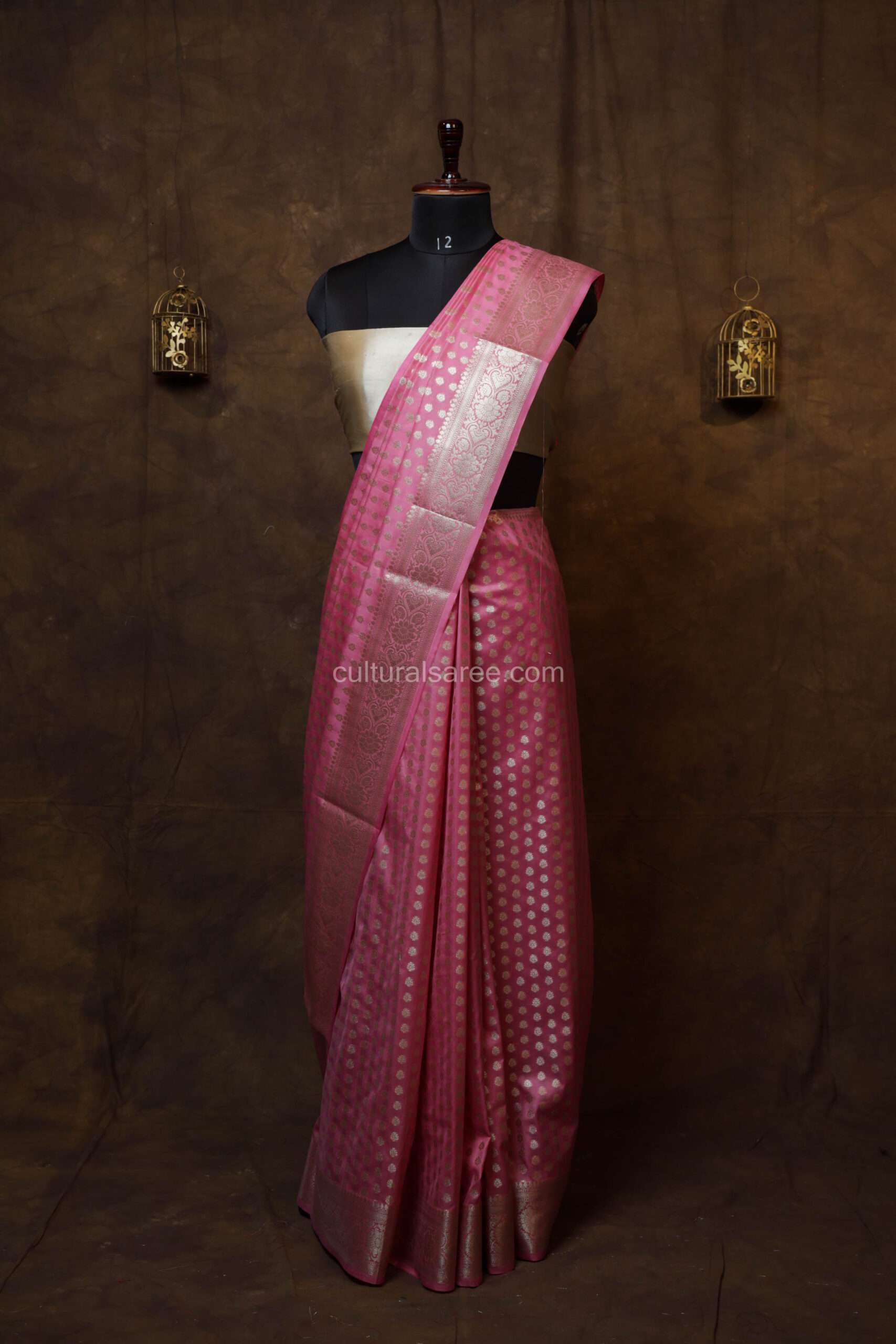 Blush Pink banarasi silk paudi saree