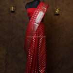 Ruby red banarasi silk saree