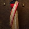 beige color banarasi silk saree