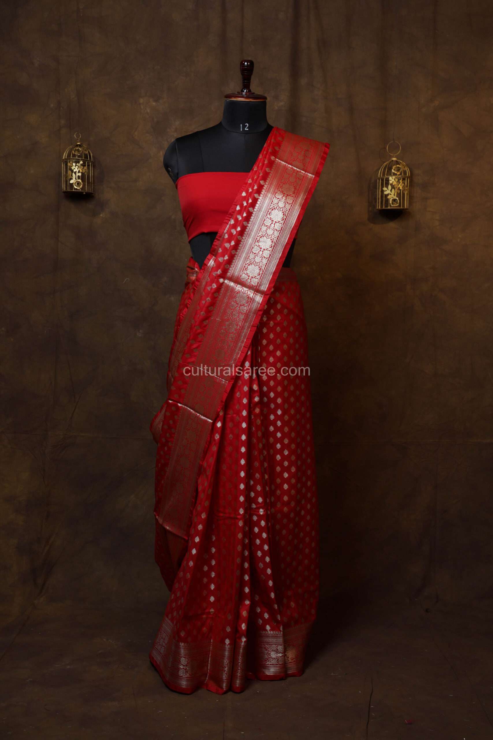 Royal red banarasi silk paudi saree