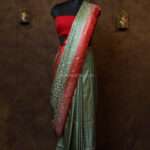 pastel green silk saree