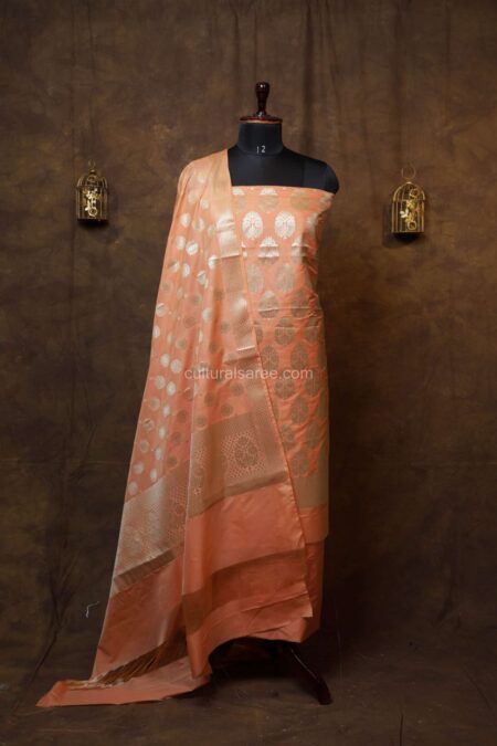 Pastel Peach banarasi silk Suit