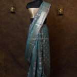 Baby blue banarasi silk paudi saree