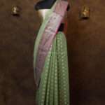 Sea green Banarasi cotton saree