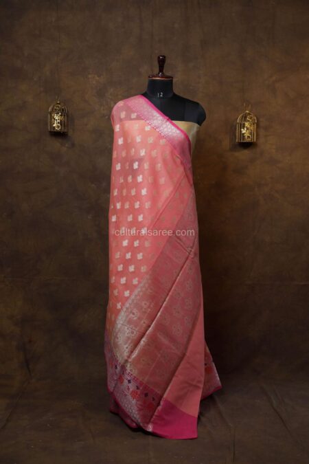 Peach color cotton saree