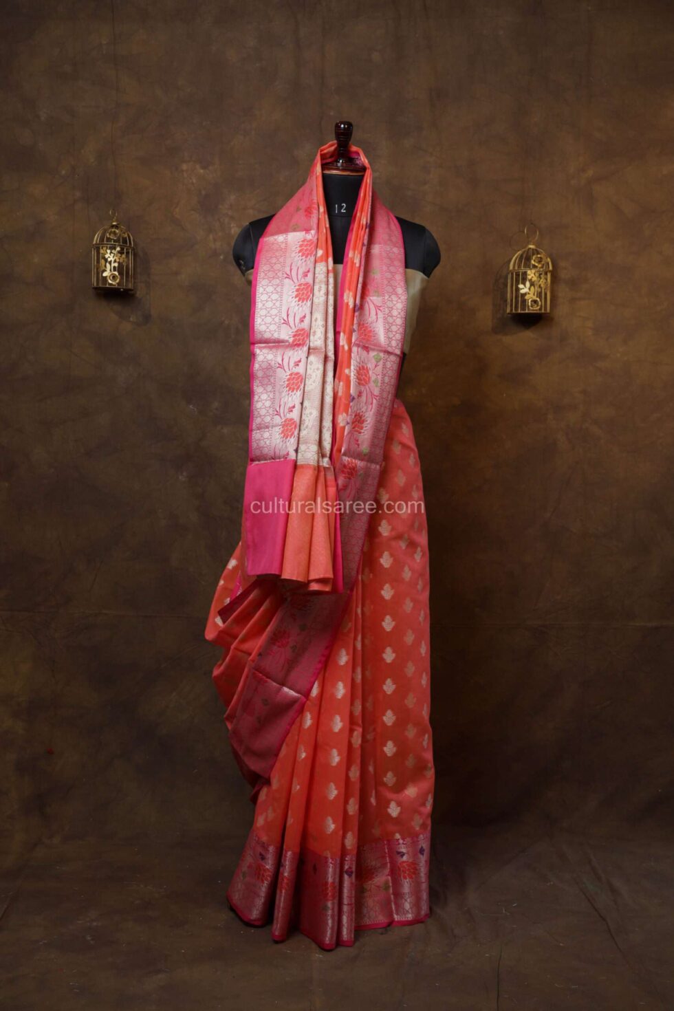 Peach Pink cotton Saree