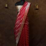 Flame red banarasi rang kart silk saree