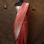 Pastel pink peach banarasi rang kart silk saree
