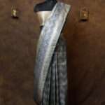 pastel gray banarasi rang kart silk saree