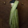 Pastel green banarasi jal silk saree