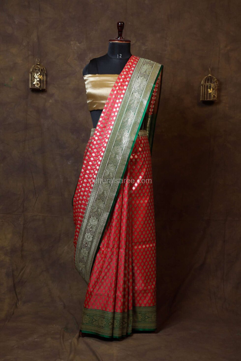 Pastel Peach Minakari Banarasi Satin Saree