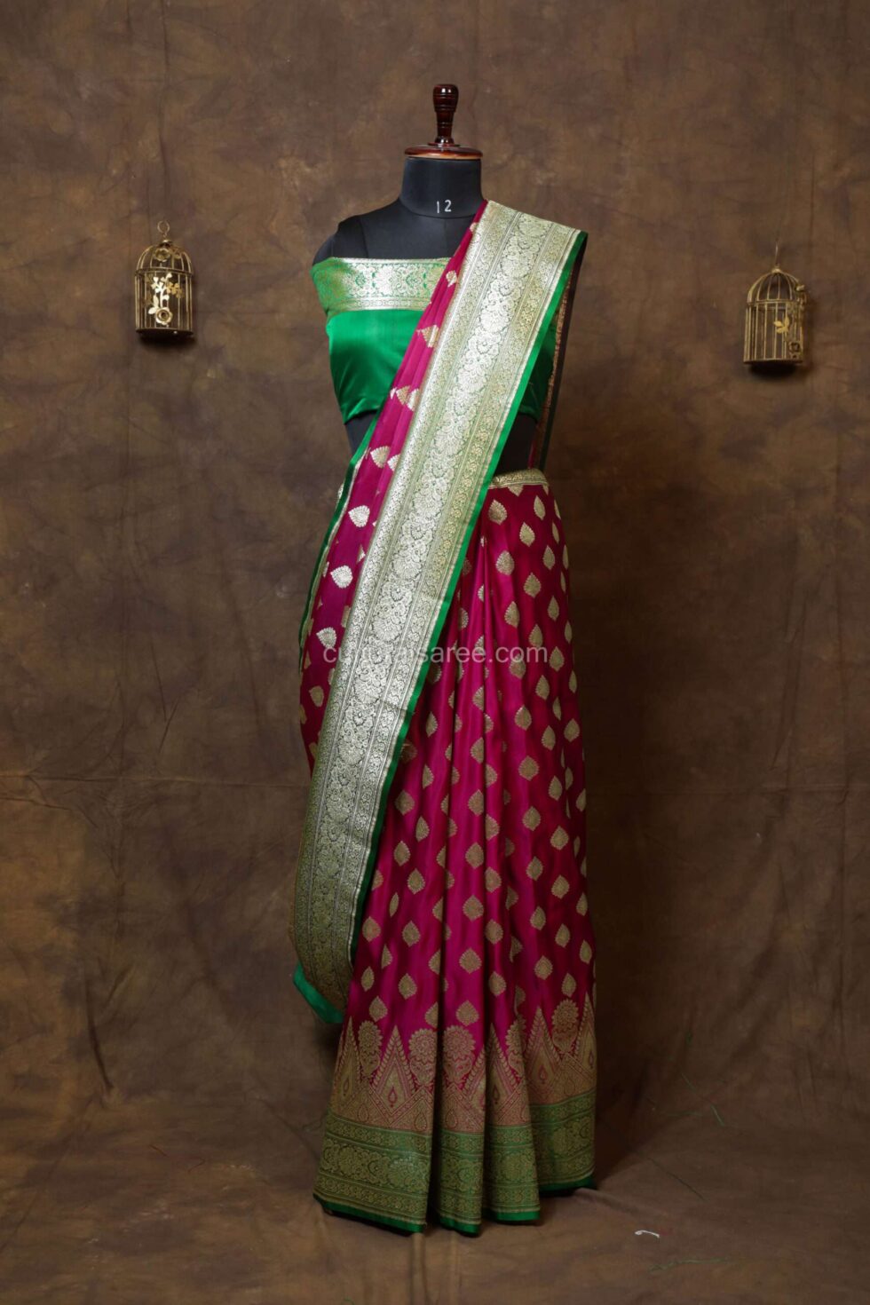 Magenta Minakari Banarasi Satin Saree