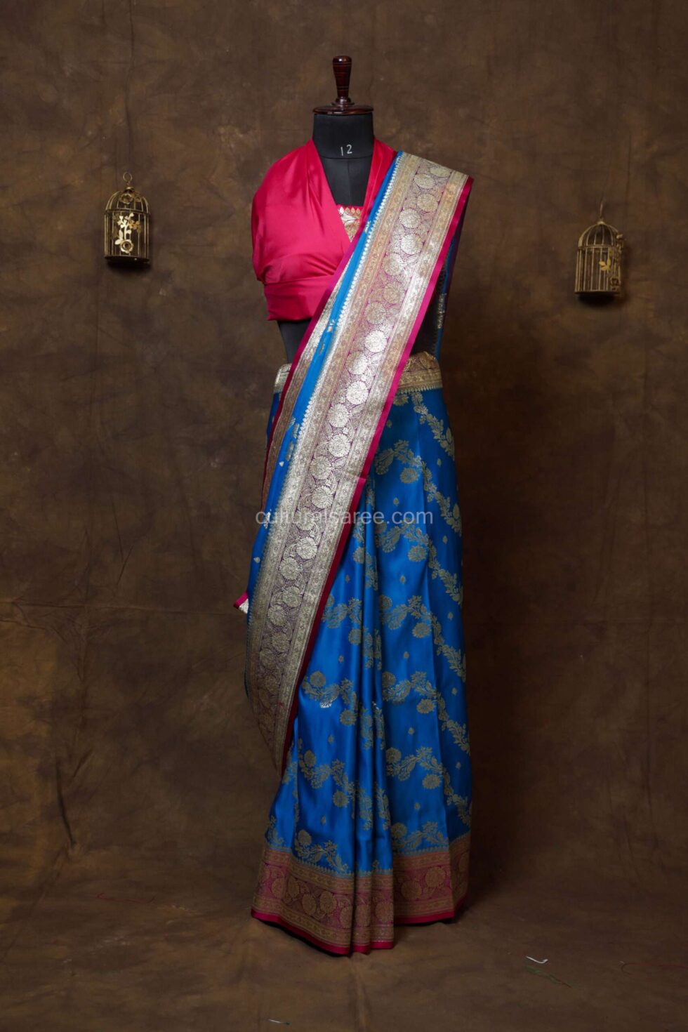 Royal Blue Minakari Banarasi Satin Saree