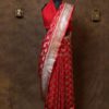 Red Jangla Jal Minakari Banarasi Satin Saree
