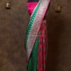 Green and pink banarasi satan saree