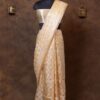 Cream color banarasi silk saree