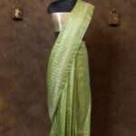 Lime green zariwork banarasi silk saree