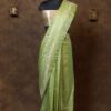 Lime green zariwork banarasi silk saree