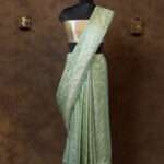 Mint green banarasi silk saree
