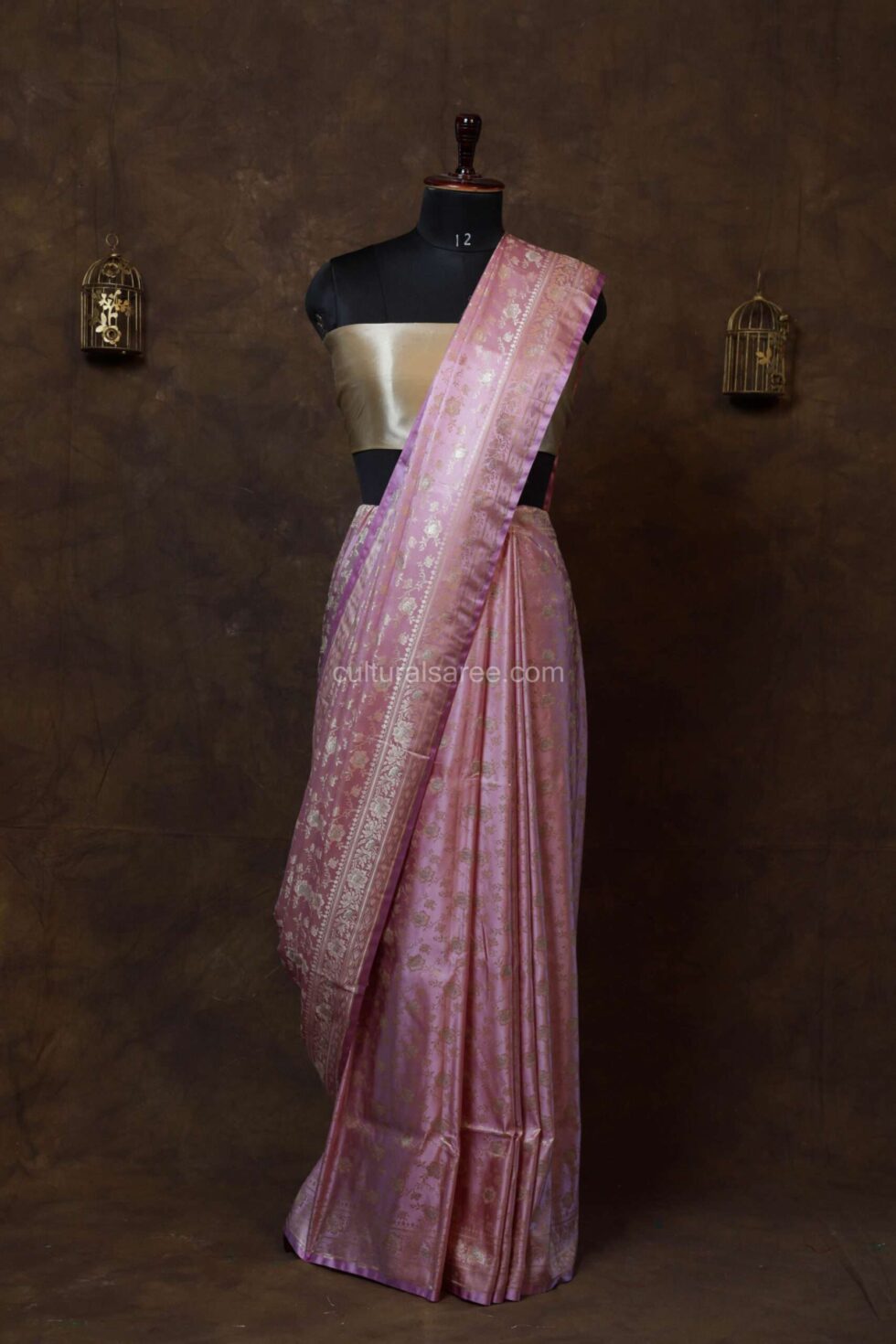 Blush Pink banarasi jal silk saree