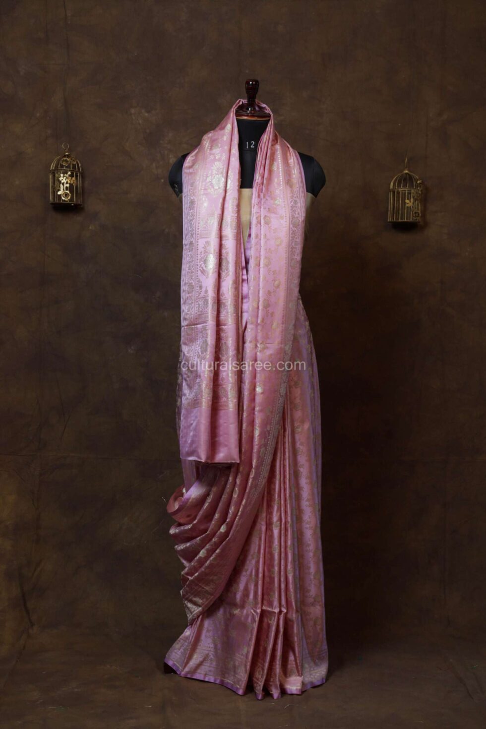 Blush pink silk saree