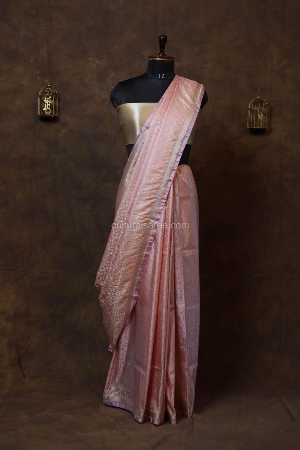 Pastle Pink Tanchoi Saree