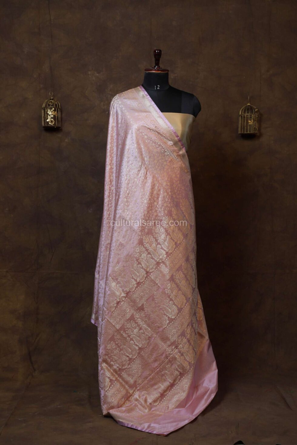 Pastle pink Banarasi Tanchoi Saree