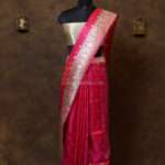 Bright Pink Zariwork Banarasi Silk Saree