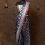 Teal Blue Zariwork Banarasi Jal Silk Saree