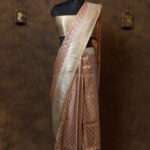 Peach Pink Banarasi rang kart silk saree