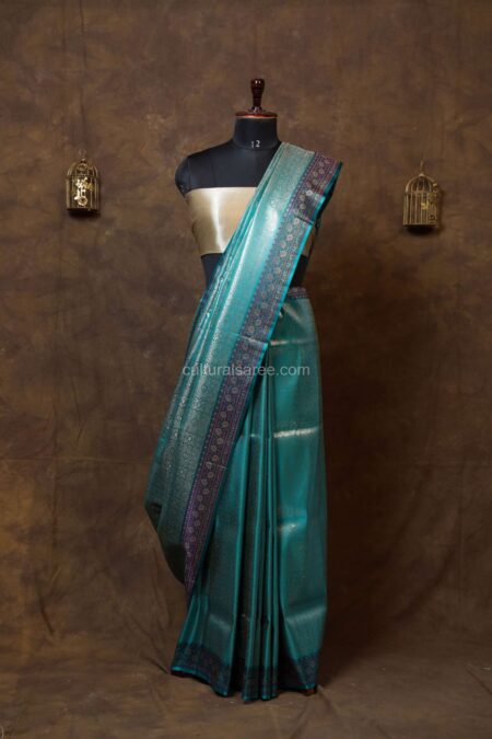 Silver Blue Tanchoi Pure Silk Banarasi Saree