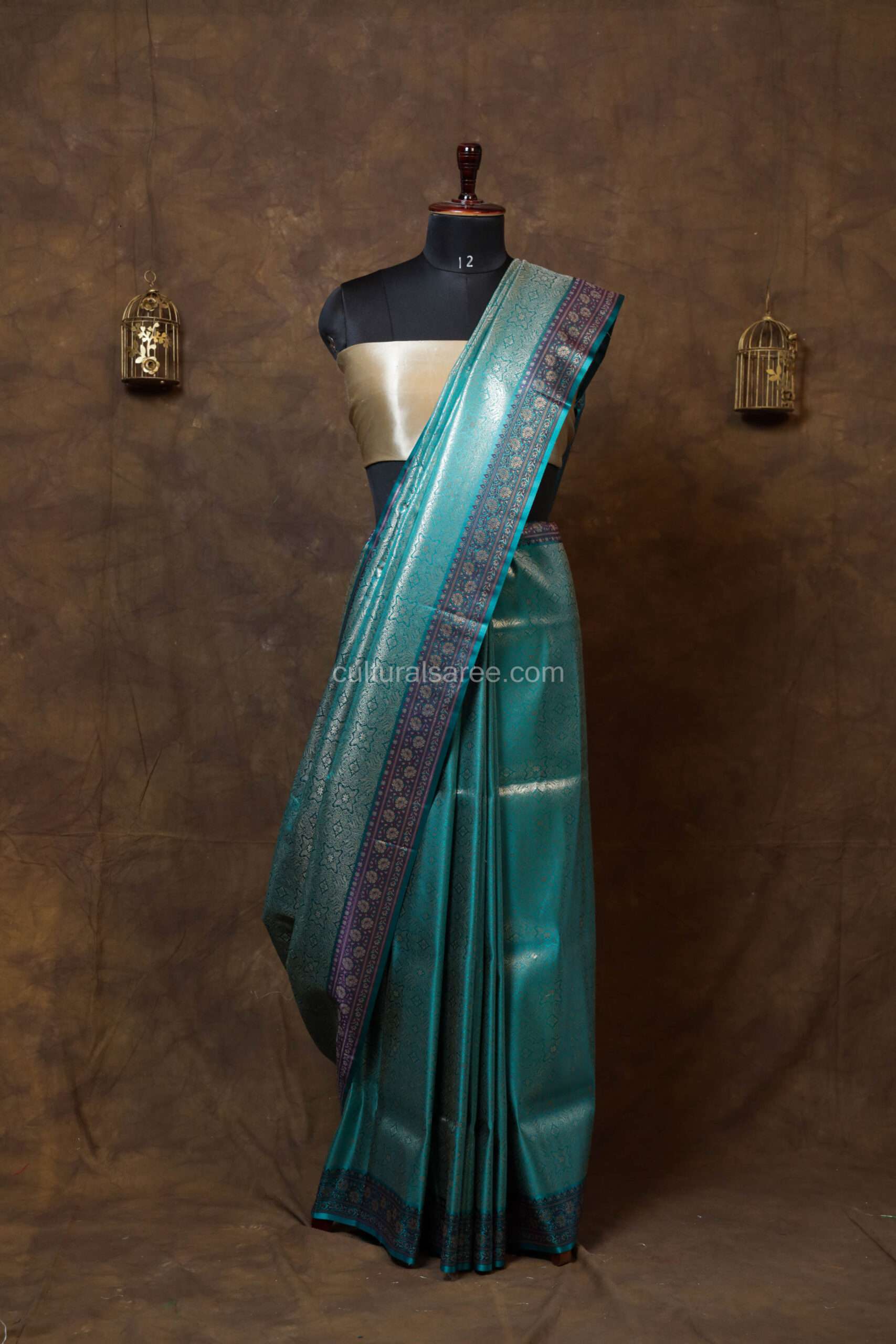 Silver Blue Tanchoi Pure Silk Banarasi Saree