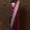 Red color satin Saree with minakari work