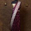 Maroon color banarasi satin contras saree