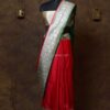 Red color Banarasi Satin Plain Saree