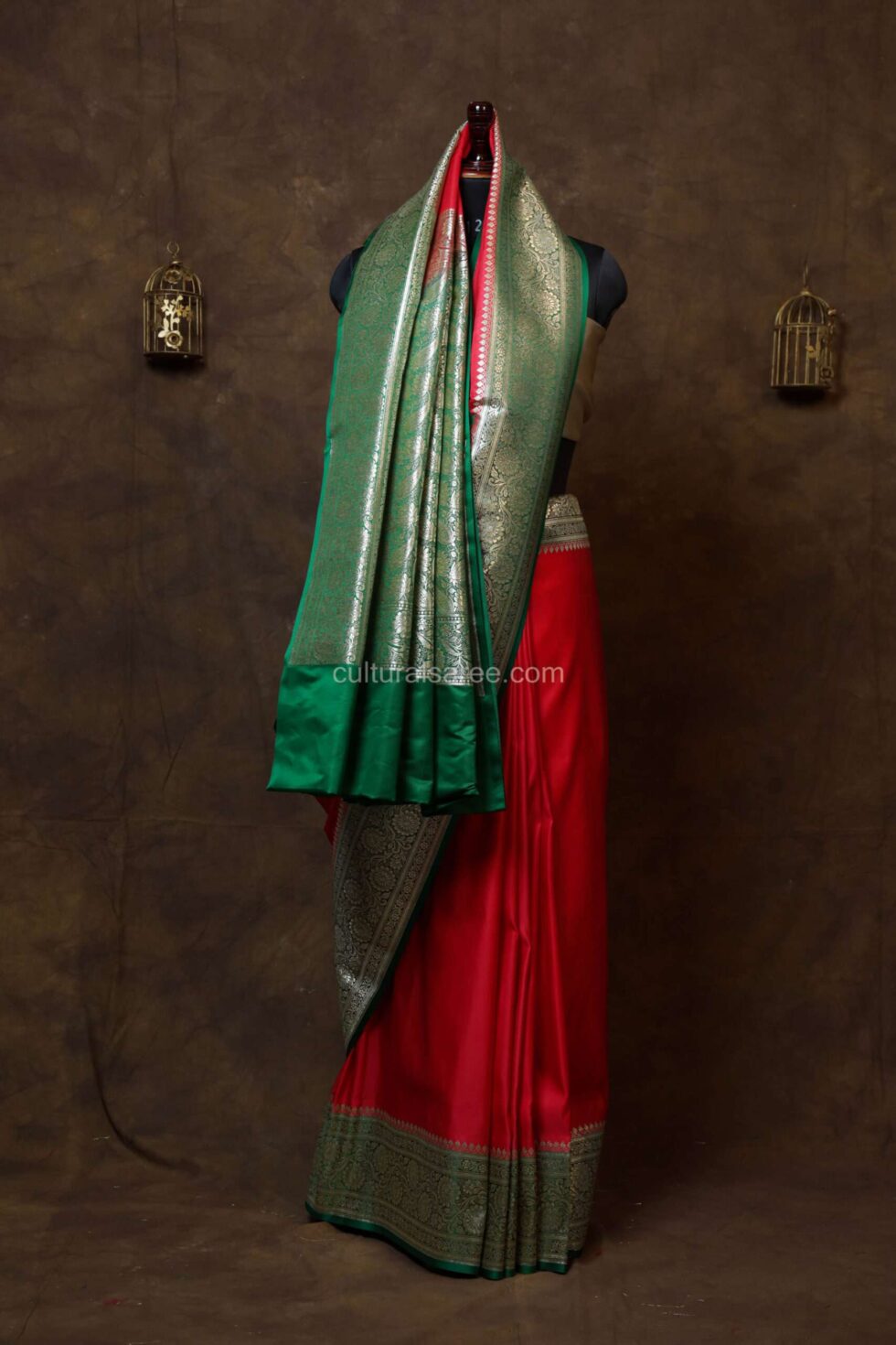 Red color Banarasi Satin Saree