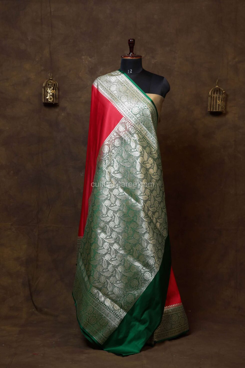 Royal Red color Banarasi Satin Saree